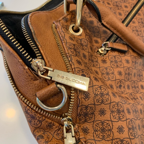 Big Buddha Dome Satchel Purse Walnut Brown Faux Leather Good Used Condition - Picture 8 of 13